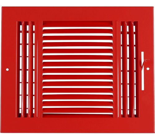 10w&#034; x 8h&#034; Fixed Stamp 3-Way AIR SUPPLY DIFFUSER, HVAC Duct Cover Grille Red