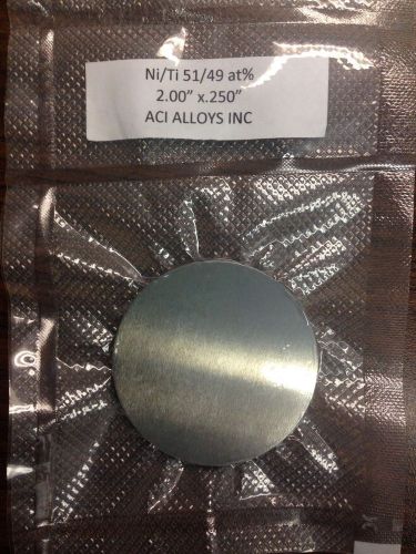 Nickel Titanium sputter target Ni/Ti 51/49 at%, 2.00&#034; dia x 0.25&#034; thick, 99.99%