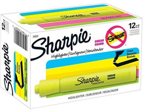 Sharpie accent tank-style highlighters, fluorescent yellow, 12 pack (25025) for sale
