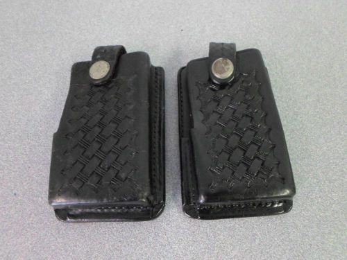 Lot of 2 Aetco Black Leather Holder for Duty Belts