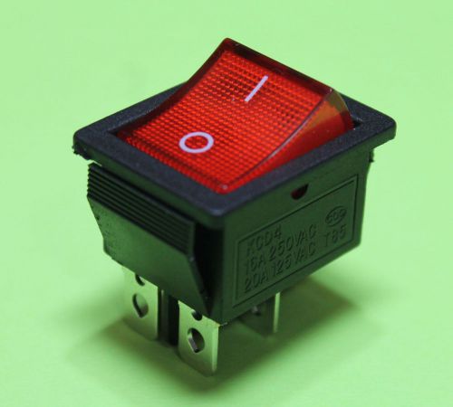 Red Light  On/off AC Rocker Switch 250V/15 AMP 125V/20A DPST 4 lug terminals USA