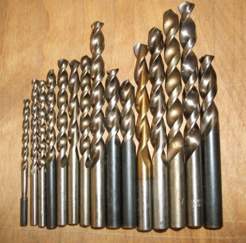 Lot of 15 Misc Sizes 5/32-27-64 Hi Helix Drill Bits.