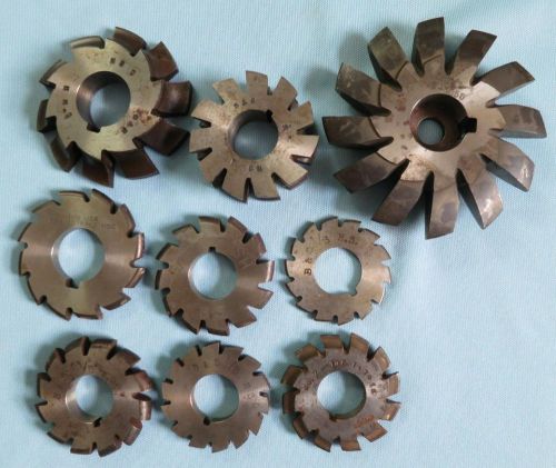lot of 9 diff. involute gear cutters. National, B&amp;S, Morse. different sizes.