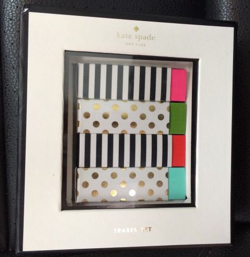Kate Spade 4 Piece Colored Eraser Set by Kate Spade New in Box