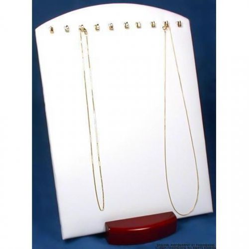 White Faux Leather Rosewood Finish Necklace Display