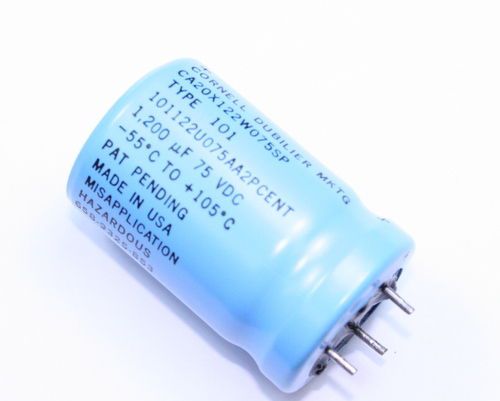 CDE 1200uF 75V Large Can Electrolytic Capacitor 101122U075AA2PCENT