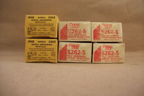Lot of 6 Brown Hubbell and Arrow 5262 Duplex Grounding Outlet 3 Wire - NOS