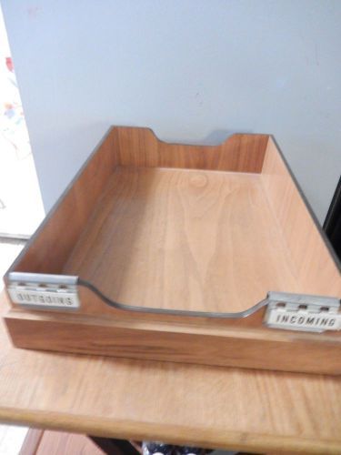 Vintage Wooden Mail or Bill Sorter with Removable INCOMING OUTGOING Metal Clips