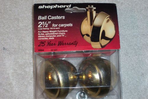 SHEPHERD 9304 Ball Casters 2 1/2&#034; Brass for Carpets Heavy-weight Furniture Set 2