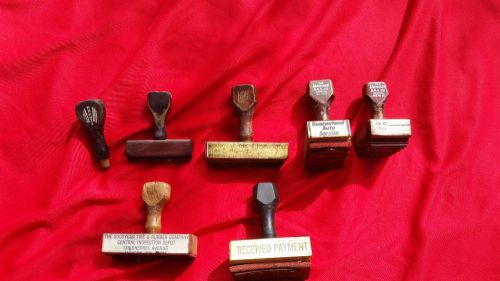 Lot Of 6 One Handle Vintage Office Rubber Stamps