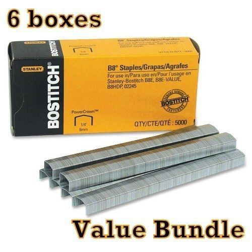 Value Pack of 6 boxes Stanley Bostitch B8 PowerCrown Premium 1/4&#034; Staples