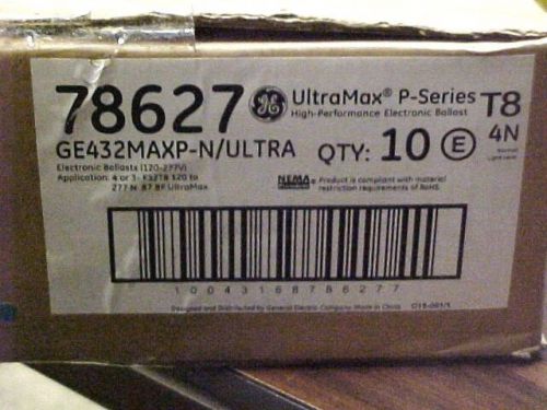 Case of 10 ge432maxp-n/ultra ultramax p series 78627 4 lamp f32t8 ballasts new for sale