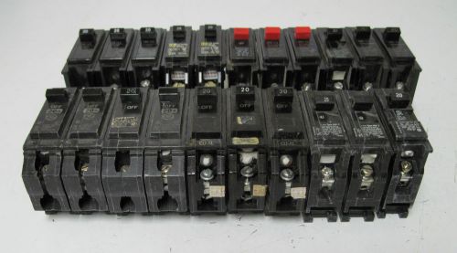 Lot of 21 mixed brands circuit breaker square d ge murray 20 amp 110 volt j4 for sale