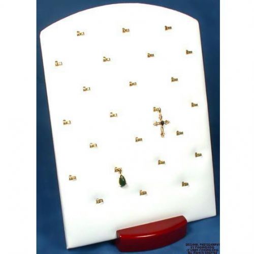 White Pendant Display With Rosewood Finish Holds 24