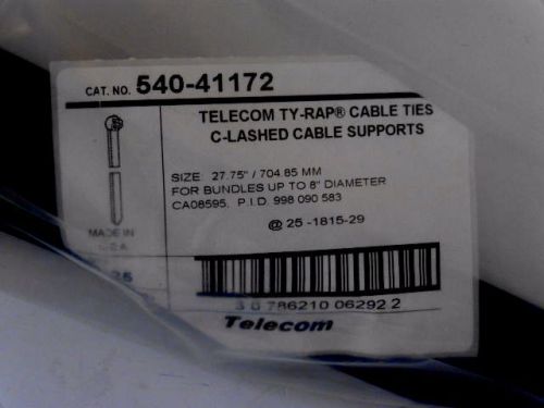 Telecom TY-RAP Cable Ties C-Lashed Cable Supports Size 27.75&#034; Quantity 100