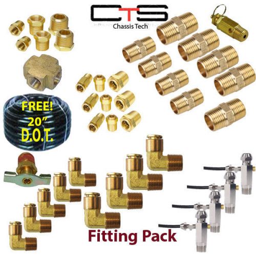 (40pc) 3/8&#034; Air Bag Suspension Fittings Kit + FREE! 20&#039; 3/8&#034; D.O.T. Airline Hose