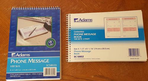 Adams Carbonless Phone Message Book SC5802 100 sets 2 part Set of 2 NEW