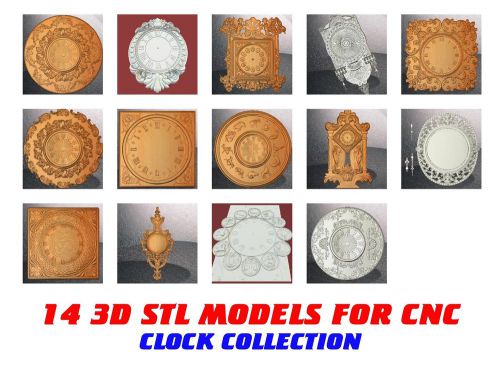 14 PCs 3d STL Models - &#034;CLOCK COLLECTION&#034; for CNC relief artcam vectric aspire