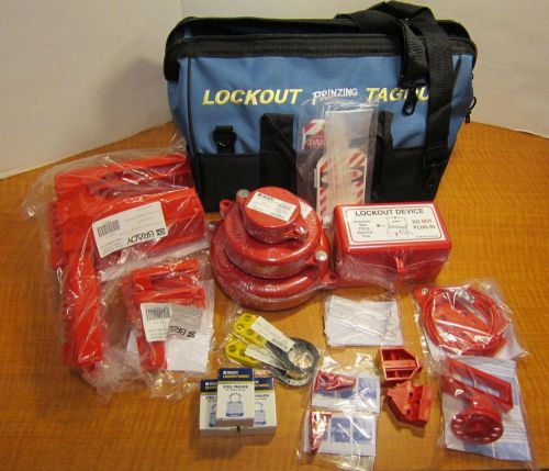 (21 piece) brady lk981e filled electrical valve portable lockout tag out kit new for sale