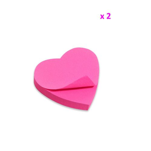 Post-it Pink Heart Note 7cm x 7cm x 2 Self Adhesive Pads 120 sheets Lot of 2 pcs