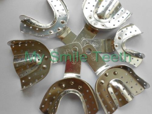 3 Pairs Dental Aluminium Impression Trays has Holes Big Middle Small Sizes