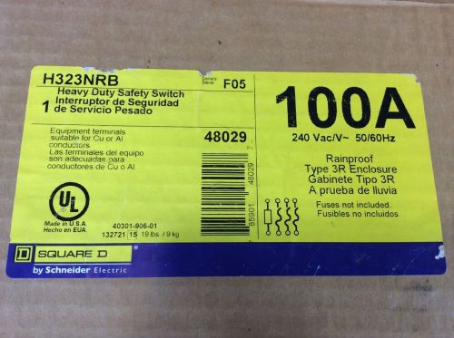 Square D Safety Switch H323NRB 100 Amp 240 Volt Fusible 3R Disconnect