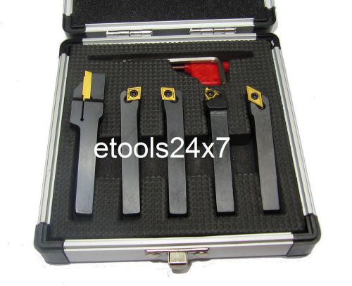 New 5 pcs indexable lathe turning parting threading tool set 8mm - boxed for sale