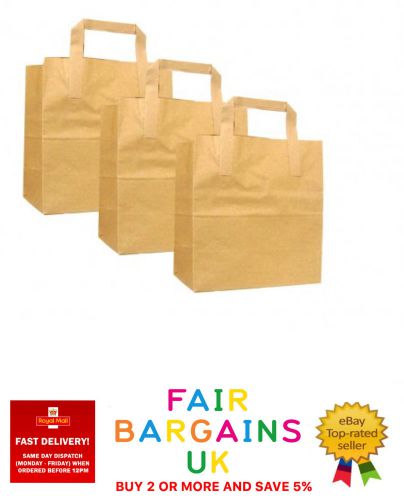 25 Small Brown Kraft Paper Craft SOS Carrier Bags - Full Range Stocked