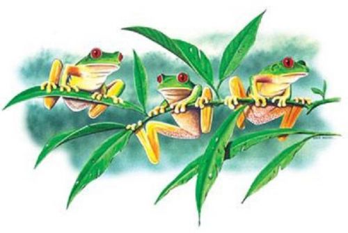 Tree Frogs HEAT PRESS TRANSFER for T Shirt Sweatshirt Tote Quilt Fabric  261h