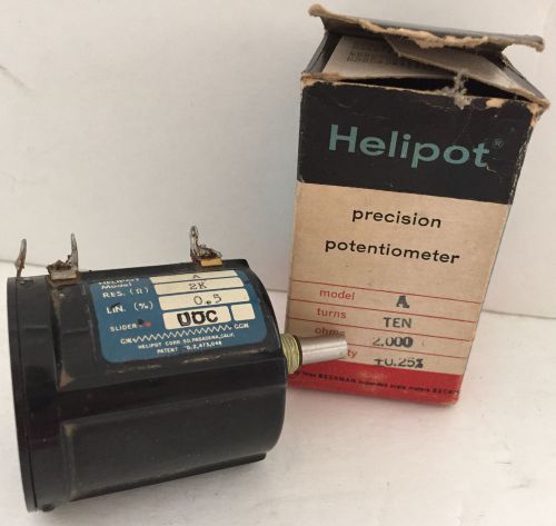 Vtg beckman helipot mod a res-2k potentiometer 2000 ohms 10 turns .25% linearity for sale