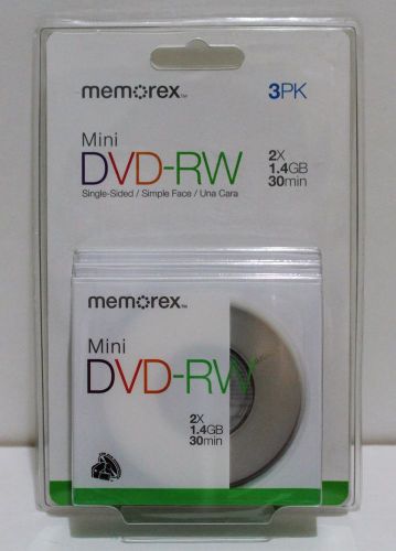 MEMOREX Mini DVD-RW 2X 1.4GB 30min For DVD Player Camcorder Handycam - PACK OF 3