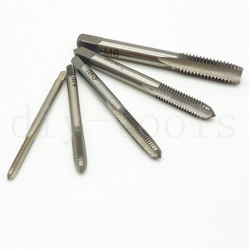 5pc m3-m8 hss straight flute hand screw thread metric plug tap drill bits set for sale