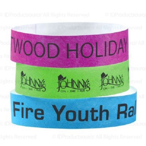 100 Tyvek Wristbands with Your Custom Imprint, 3/4&#034; Wide Event Admission Bands