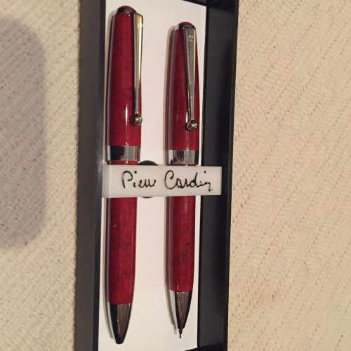 Pierre Cardin Red Marble Ball Point Pen and Pencil Set