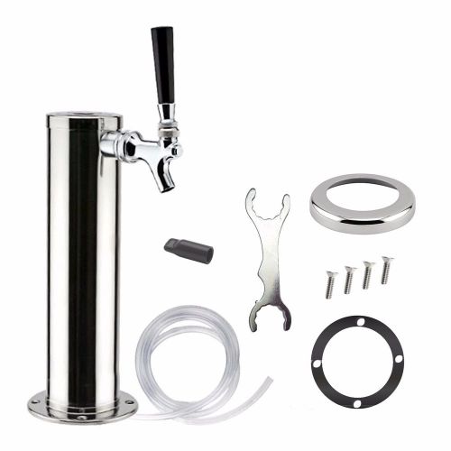 3&#034; chrome draft beer tower 1 tap single faucet for keezer kegerator 12&#034; tall cts for sale