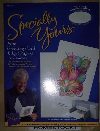 NEW Specially Yours Greeting Card Inkjet Paper &amp; Envelopes Textured White 12 Ct.
