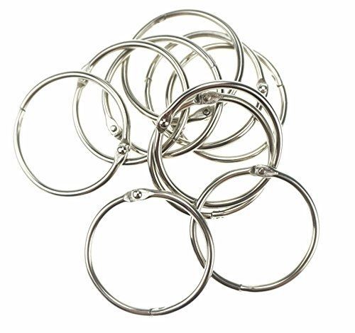 Bilipala 10 Pcs Loose Leaf Binder Rings Book Ring Keychain, Silver, 1.5-Inches