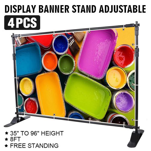 4Pcs 8&#039; Banner Stand Advertising Printed Set 54&#034; To 96&#034; Display Show WISE CHOICE