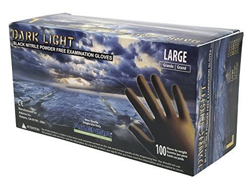 Adenna dark light 9 mil nitrile powder free exam gloves (black, large) for sale