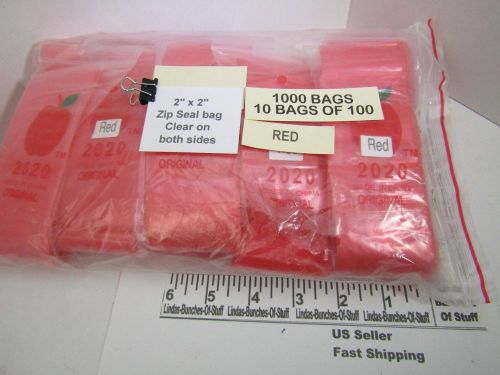 1000 RED CLEAR 2&#034; X 2&#034; 2 MILL PLASTIC ZIP SEAL BAGS NEW!