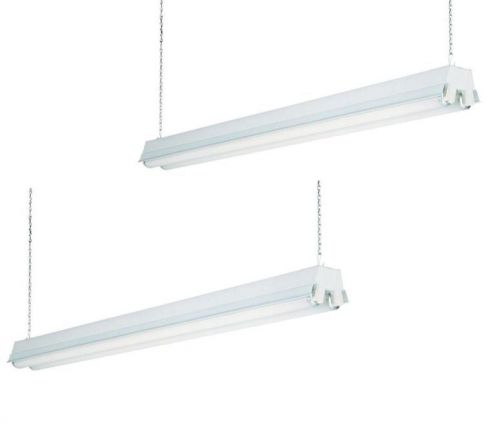 2 Light White T12 Fluorescent Shop Lighting Garage Storage Work - Set of 2