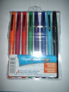 PAPERMATE FLAIR FELT TIP PENS VIVID COLORS 8 IN PACK NEW FREE SHIPPING