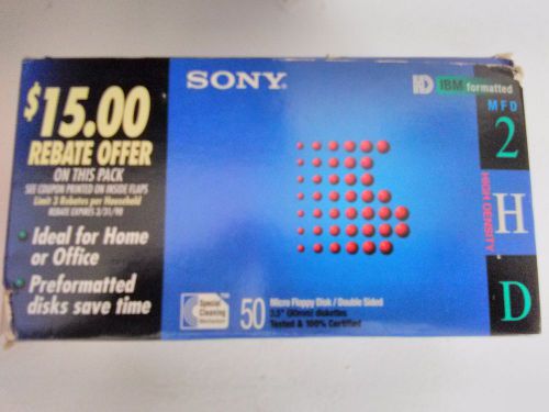 50 pack Sony Micro Floppy Disk / Double Sided, 2HD 50MFD, 1.44mb IBM, 3.5&#034;