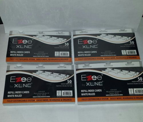 4 SETS Ezee by XLNC 50 Refill Index Cards Narrow Rule 3x5&#034; XL-EZ-4391 Navneet Ed