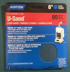 Norton U-Sand Hook &amp; Loop 60 Grit 6” Discs -Sandpaper - 10 Packs of 4!