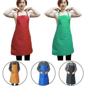 Plain Apron With Pockets For Chefs Butcher Home Kitchen Cooking Y Craft V2K4