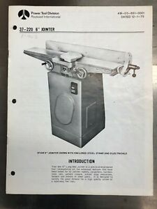 Original Rockwell 37-220 6&#034; Jointer manual 1975 and 37-307 parts list