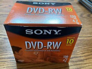 NIB Sony DVD-R Recordable Blank Disc&#039;s With Jewel Cases 10 Pack 120 Min 4.7GB