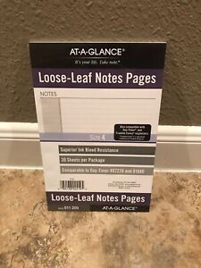 At-A-Glance Loose Leaf Note Pages 30 Sheets Total Size 4 Refill 011-200 Lined