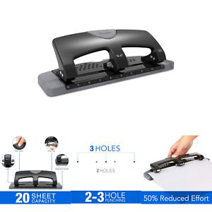 Swingline 3 Hole Punch, Desktop Hole Puncher 3 Ring, SmartTouch Metal Paper P...